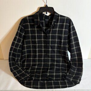 Madewell Classic Ex-Boyfriend Shirt in Windowpane Black Plaid Women's Size L
